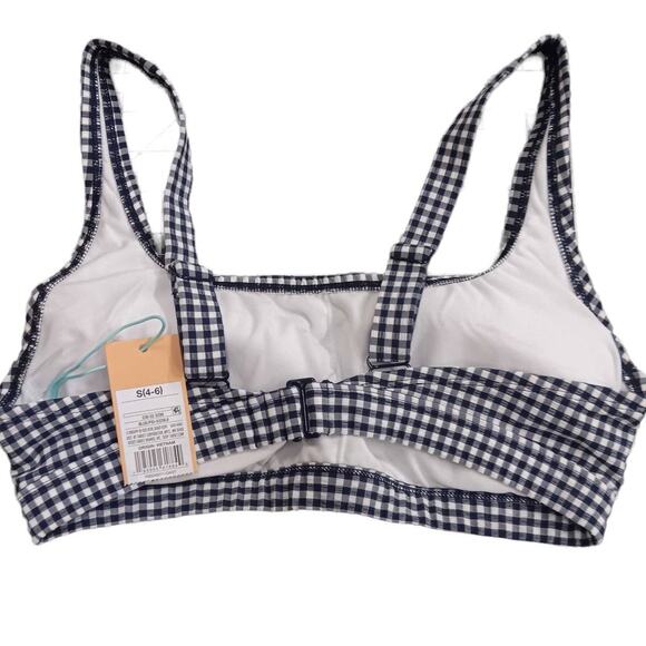 Women's Small Gingham Textured Bralette Bikini Top - Kona Sol Navy Blue - Picture 4 of 6